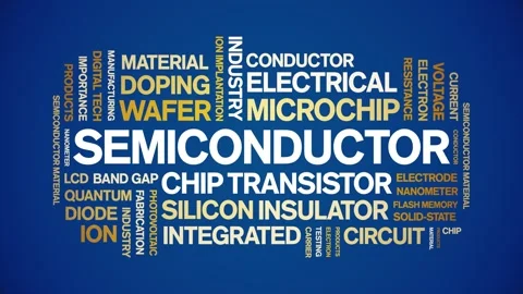 Semiconductor animated word cloud,animation kinetic typography seamless loop. Video stock 325031686
