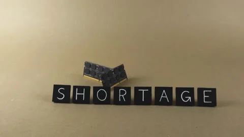 Semiconductor chip shortage impacting computer memory production Stock Footage 345509185