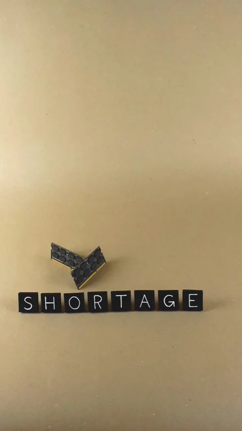 Semiconductor chip shortage impacting computer hardware Video stock 346492689