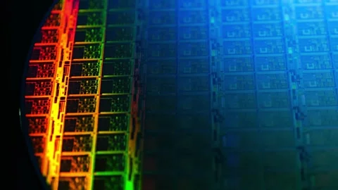 Semiconductor Chip Surface Detail 4K Stock Footage 340498292