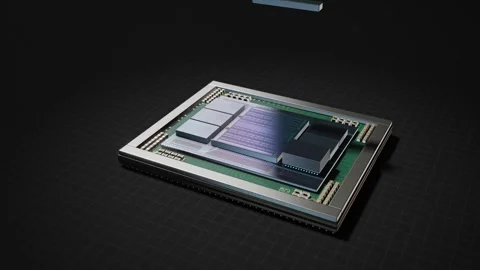 Semiconductor Chiplet Interposer Package Assembly Macro Build Animation 動画素材 347127252