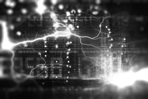 Semiconductor circuits and digital, lightning and electromagnetic waves Fotos de archivo