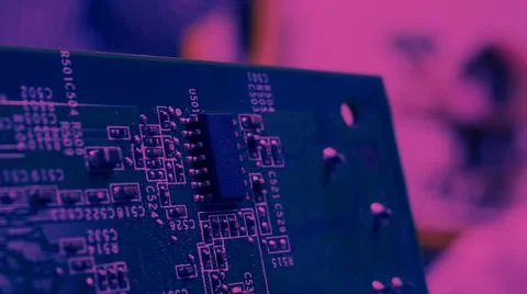 Semiconductor. cpu chip located on the green motherboard of the computer. Stock Photos