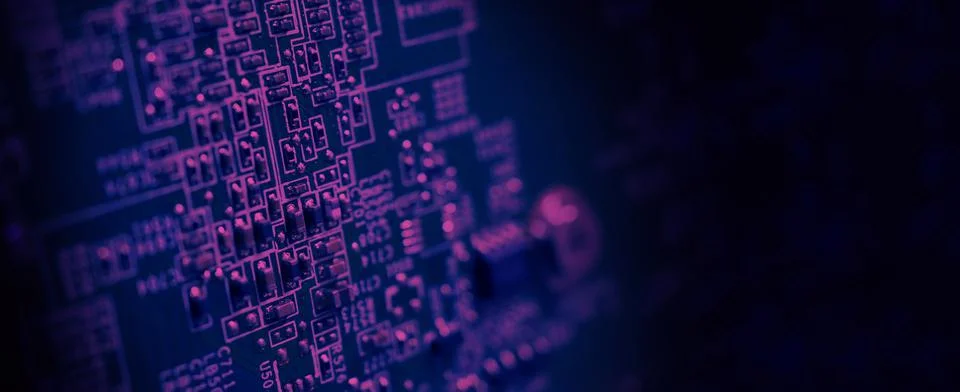 Semiconductor. cpu chip located on the green motherboard of the computer. Foto stock