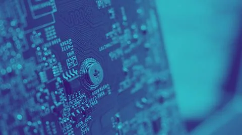 Semiconductor. cpu chip located on the green motherboard of the computer. Stock Photos