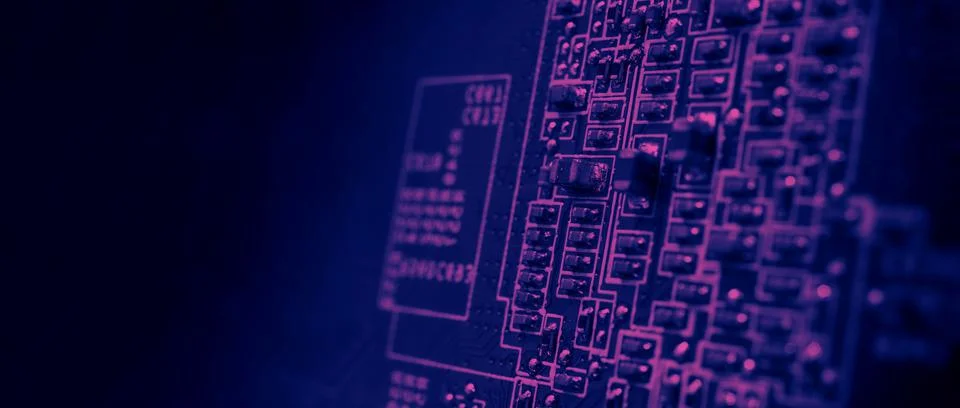 Semiconductor. cpu chip located on the green motherboard of the computer. Stock Photos