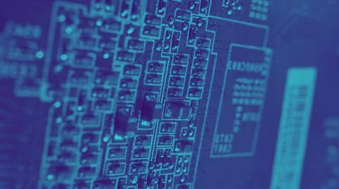 Semiconductor. cpu chip located on the green motherboard of the computer. Stock Photos