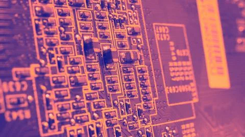 Semiconductor. cpu chip located on the green motherboard of the computer. Stock Photos