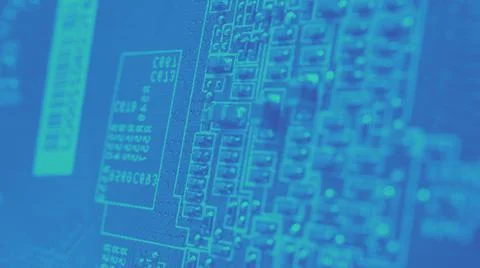 Semiconductor. cpu chip located on the green motherboard of the computer. Stock Photos