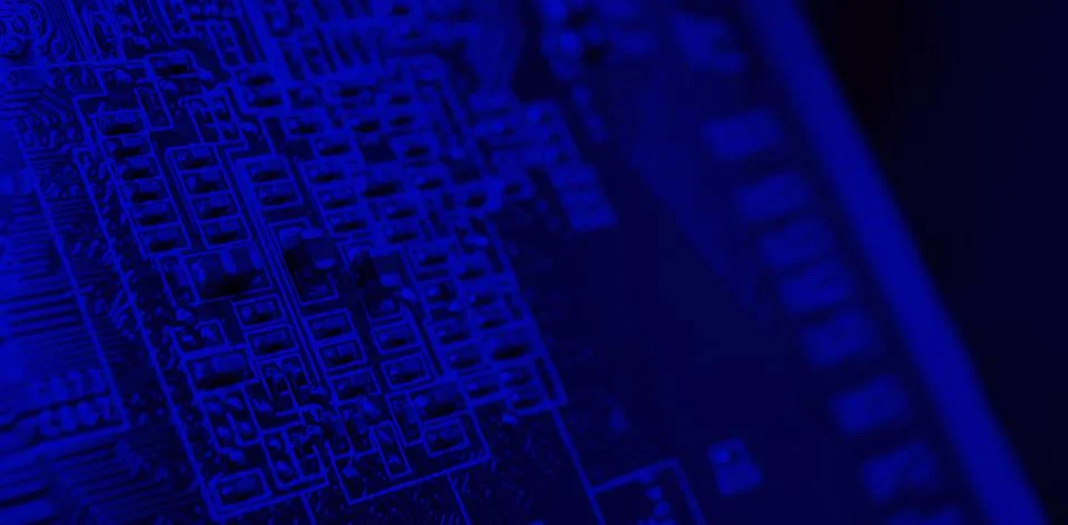 Semiconductor. cpu chip located on the green motherboard of the computer. Stock Photos