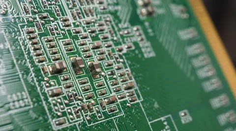 Semiconductor. cpu chip located on the green motherboard of the computer. Stock Photos