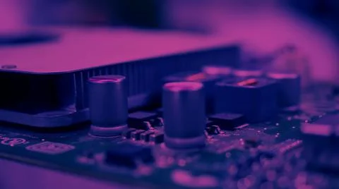 Semiconductor. cpu chip located on the green motherboard of the computer. Stock Photos