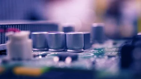 Semiconductor. cpu chip located on the green motherboard of the computer. Stock Photos