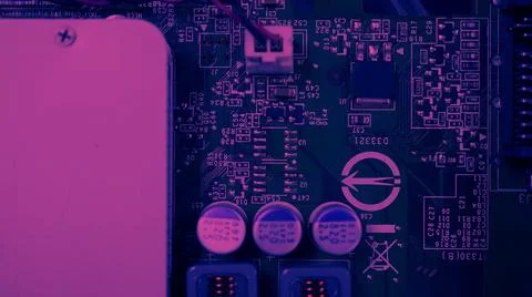 Semiconductor. cpu chip located on the green motherboard of the computer. 스톡 사진