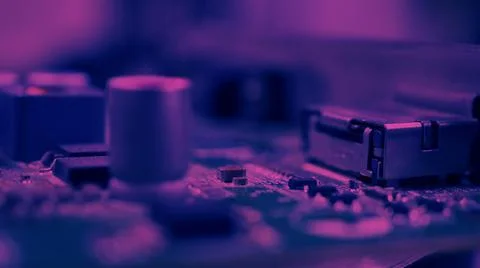 Semiconductor. cpu chip located on the green motherboard of the computer. Stock Photos