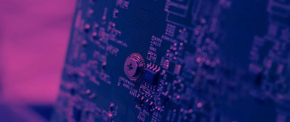 Semiconductor. cpu chip located on the green motherboard of the computer. Stock Photos
