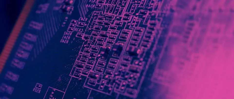 Semiconductor. cpu chip located on the green motherboard of the computer. Stock Photos