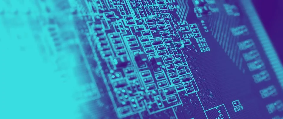 Semiconductor. cpu chip located on the green motherboard of the computer. Stock Photos