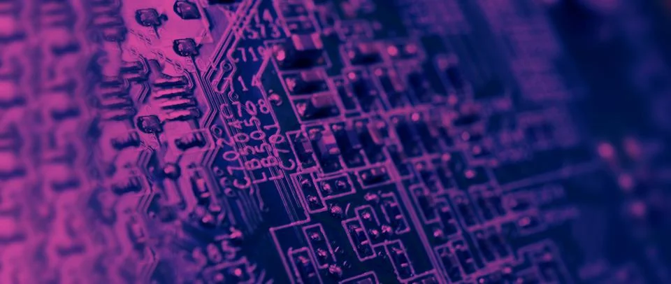Semiconductor. cpu chip located on the green motherboard of the computer. Stock Photos