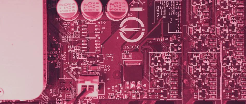 Semiconductor. cpu chip located on the green motherboard of the computer. 스톡 사진
