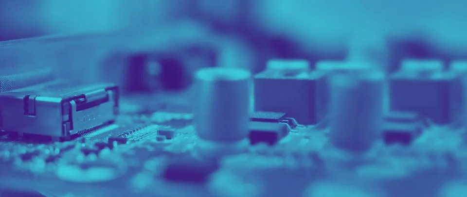 Semiconductor. cpu chip located on the green motherboard of the computer. Stock Photos