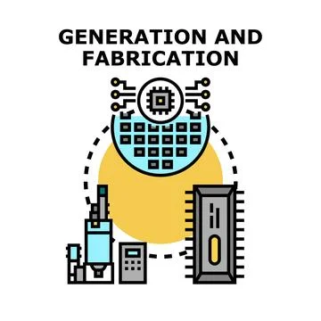 Semiconductor fabrication and microchip generation process concept Stock Illustration