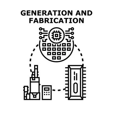 Semiconductor fabrication and microchip generation process concept Stock Illustration