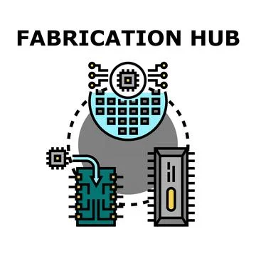 Semiconductor fabrication hub producing electronic components Illustrazione stock