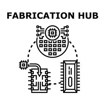 Semiconductor fabrication hub producing electronic components Ilustración de archivo