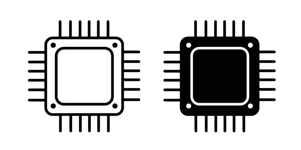 Semiconductor icon bundle for website design projects Illustrazione stock