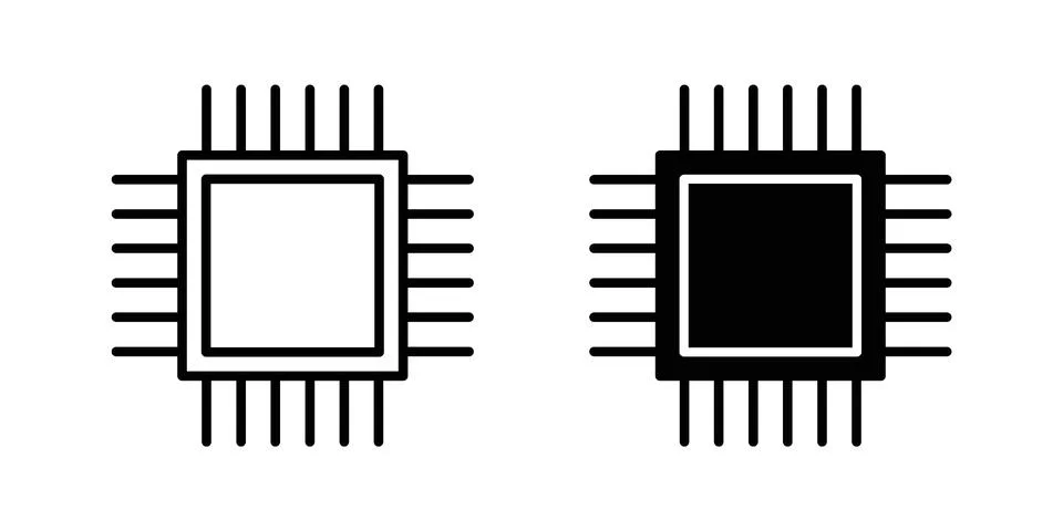 Semiconductor icon vector concepts, line and silhouette style Ilustración de archivo