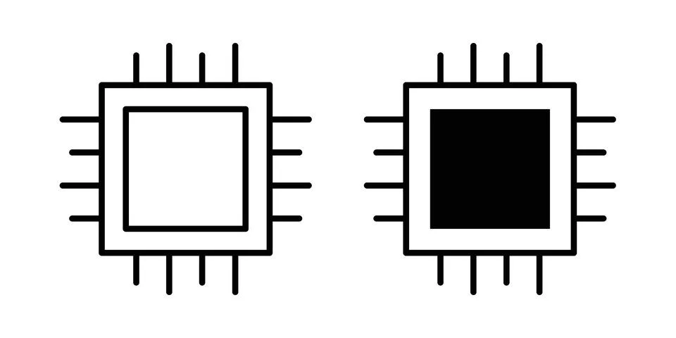 Semiconductor icon vectors. Illustrations in black Stock-Illustration