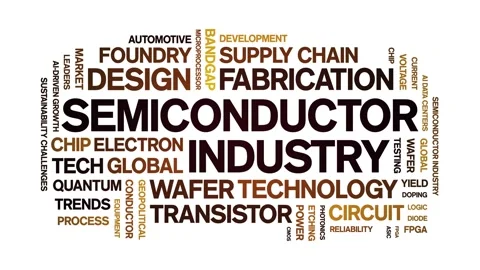 Semiconductor industry animated word cloud,animation typography seamless loop. Video stock 328056828