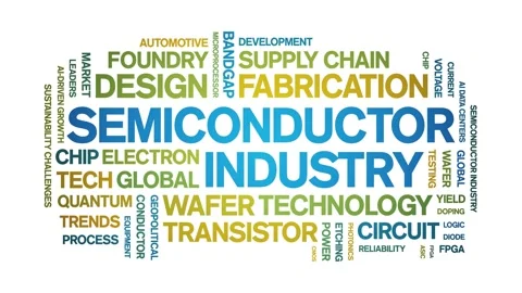 Semiconductor industry animated word cloud,animation typography seamless loop. Stock Footage 328056862