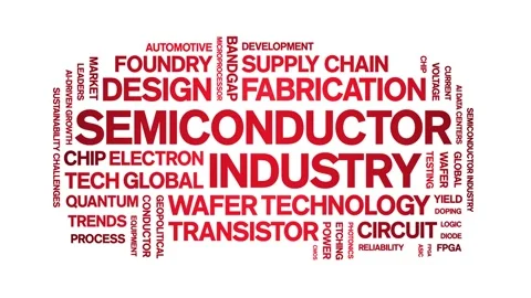 Semiconductor industry animated word cloud,animation typography seamless loop. Stock Footage 328056918