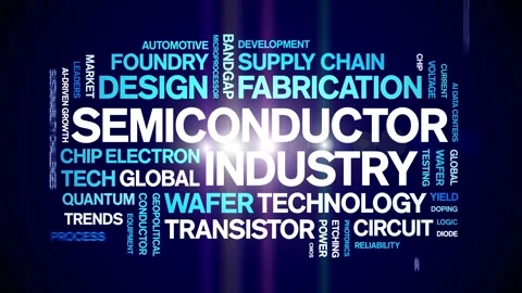 Semiconductor industry animated word cloud,animation typography seamless loop. Stock Footage 328265661