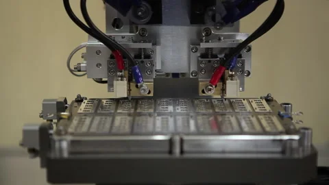 Semiconductor lab The robot is testing in the computer industry 02 Stock Footage 144349051