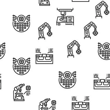 Semiconductor Manufacturing Plant Vector Seamless Pattern Illustrazione stock