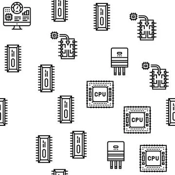 Semiconductor Manufacturing Plant Vector Seamless Pattern Stock Illustration