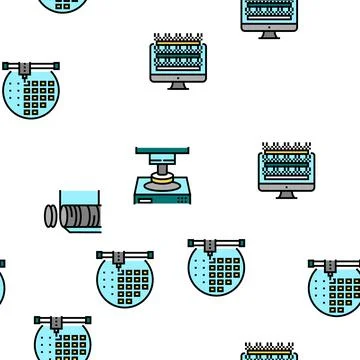 Semiconductor Manufacturing Plant Vector Seamless Pattern Stock Illustration