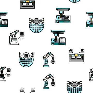 Semiconductor Manufacturing Plant Vector Seamless Pattern Stock Illustration