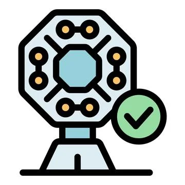 Semiconductor manufacturing process successfully completed with checked icon Stock Illustration