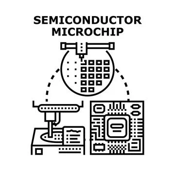 Semiconductor microchip creating process and electronic integrated circuit Stock Illustration