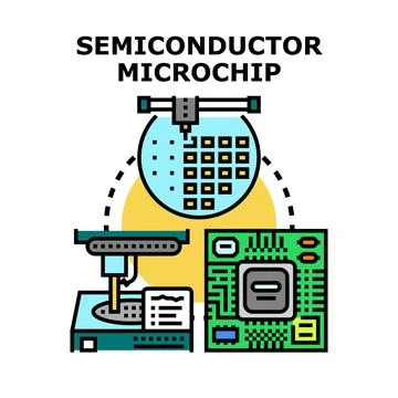 Semiconductor microchip creating process and electronic integrated circuit Stock Illustration