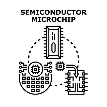 Semiconductor microchip creating process technology concept Stock Illustration