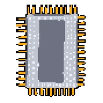 Semiconductor microchip pixel art vector illustration Stock Illustration