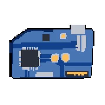 Semiconductor microcontroller pixel art vector illustration Illustrazione stock