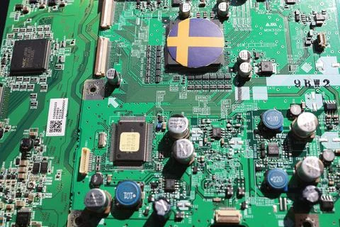 Semiconductor printed circuit board. Concept: sweden's semiconductor industry Stock Photos