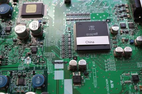 Semiconductor printed circuit board. Image photos of Asian countries and se.. Stock-Fotos