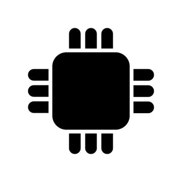 Semiconductor silhouette icon. cpu device. Vector. Stock Illustration